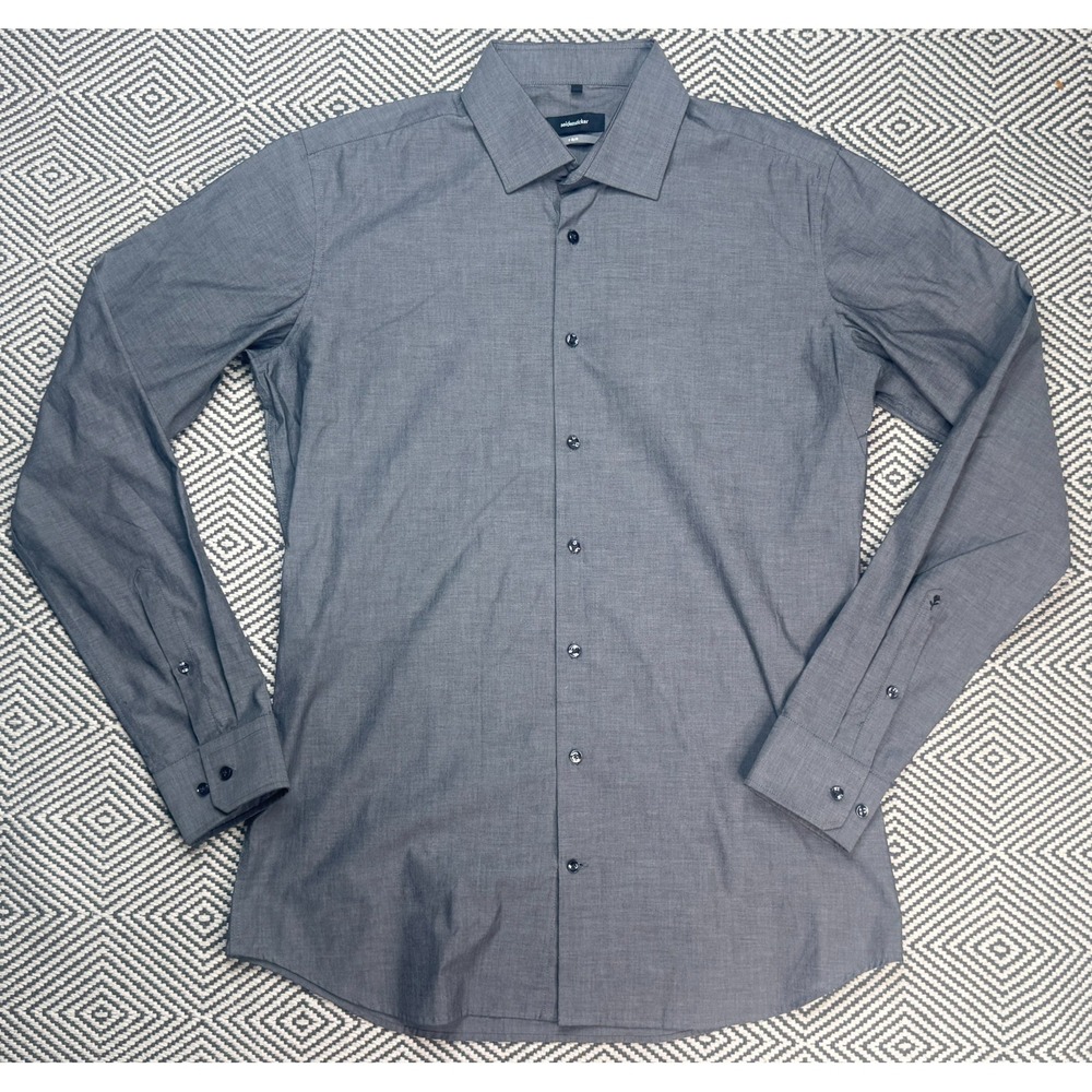Siedensticker X Slim Men's Gray Button Up Long Sleeve Dress‎ Shirt Size Large